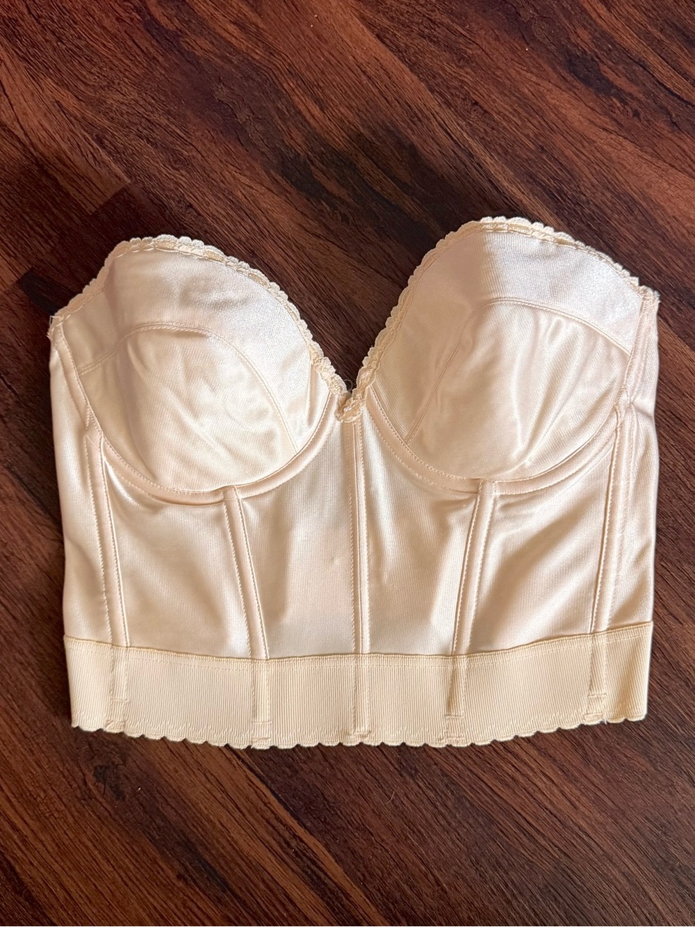 Vintage UNION MADE Strapless Longline Bustier Bra in Ivory